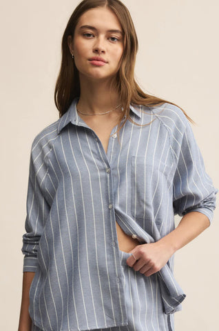 ZSUPPLY RIVER PLAID BUTTON UP-BLUE VELVET