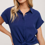 BLUIVY ESSENTIAL BUTTON UP COTTON SHIRT