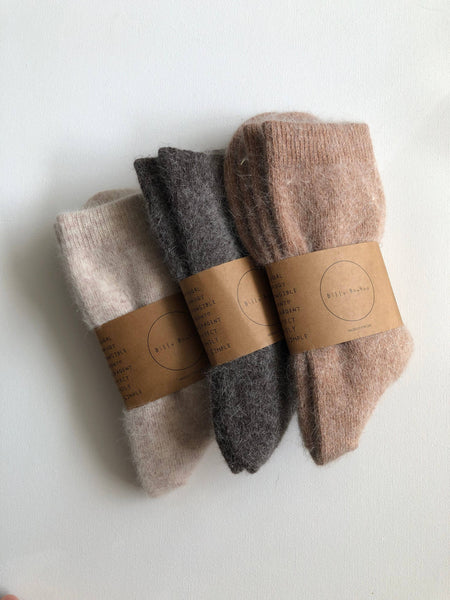 BILLY BAMBOO FLUFFY ANGORA SOCKS - NEUTRAL