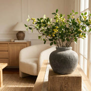 Terracotta Vase, Rounded Charcoal Form - Elna