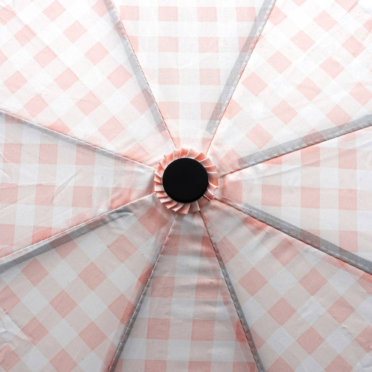 Pink Gingham Auto Open Compact Umbrella