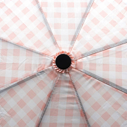 Pink Gingham Auto Open Compact Umbrella