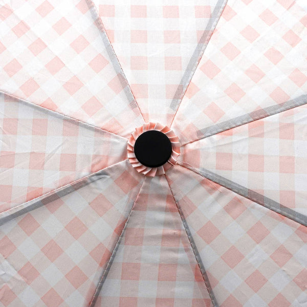 Pink Gingham Auto Open Compact Umbrella