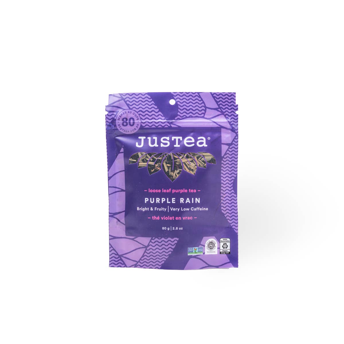 JUST TEA Purple Rain Stand-up Pouch - Organic, Fair-Trade, Purple Tea