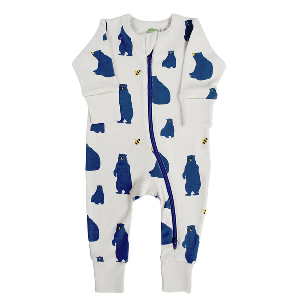 BABY Organic Signature Print '2-Way' Zip Romper - Long Sleeve