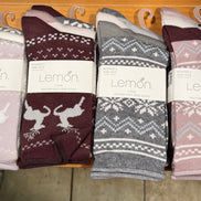 LEMON 3Pk HEATHER SOFT NON TERRY CREW SOCK