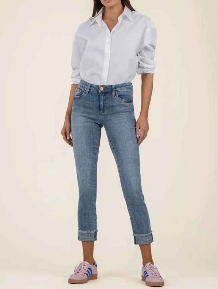 KUT AMY CROP STRAIGHT LEG-ROLL UP FRAY-GAINED