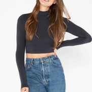 C'EST MOI BAMBOO LS CROP MOCK NECK TOP