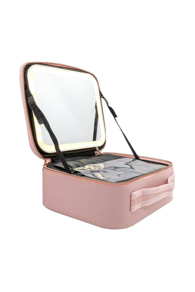 Simply Bella 1060 Pink Travel Makeup Case W/ LED Mirror