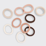 KITSCH Recycled Fabric Ribbed Hair Elastics 10pc Set - Blush