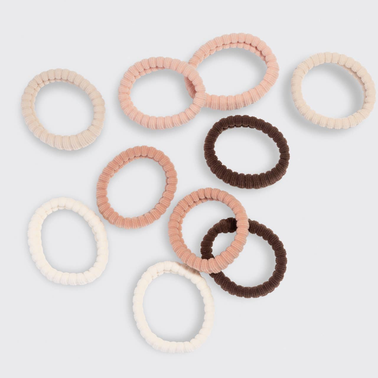 KITSCH Recycled Fabric Ribbed Hair Elastics 10pc Set - Blush