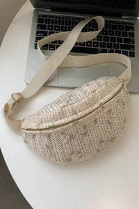 JOSSLYN RAFFIA STRAW WAIST FANNY PACK CROSSBODY BELT BAG