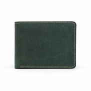Men’s Full-Grain Crazy Leather Bifold Wallet with ID Window