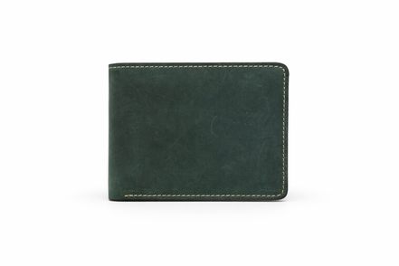 Men’s Full-Grain Crazy Leather Bifold Wallet with ID Window