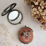 Quince fables Floral Embroidered Compact Mirror, Collection Sophia