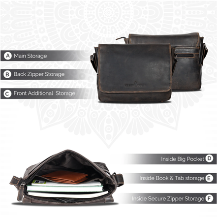 GREENWOOD LEATHER Smart Messenger Steven Mini 11"-GW113