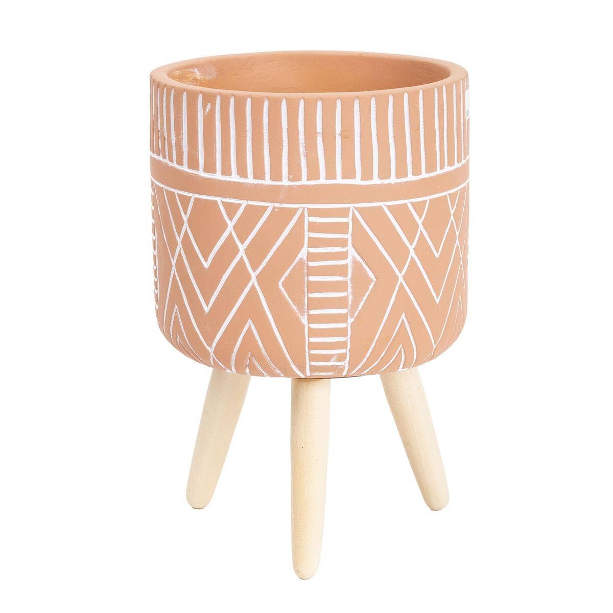 TRUU Concrete Planter w/Wood Legs,5.5