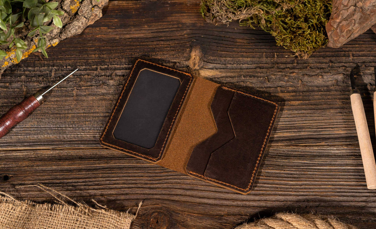 Genuine Leather Wallet, Handmade Wallet with ID Window