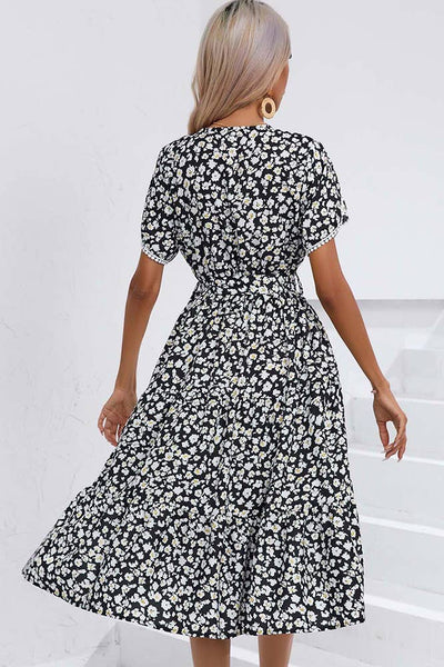 Wrap V Neck Tulip Sleeves Maxi Floral Dress ZZKF1015