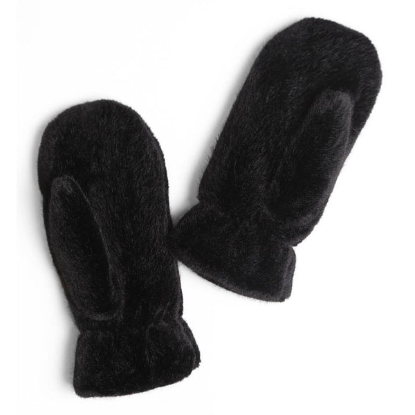 FASHION CITY Solid Faux Fur Cuffed Mittens