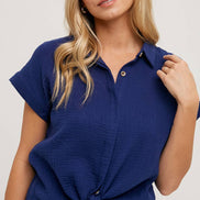 BLUIVY ESSENTIAL BUTTON UP COTTON SHIRT
