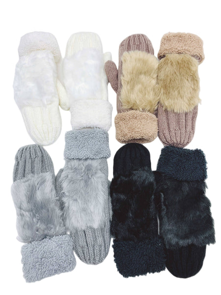 JC SUNNY Faux-Fur Mittens