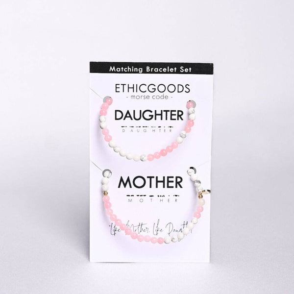 Morse Code Matching Set Beaded Bracelet | Mother & Daughter