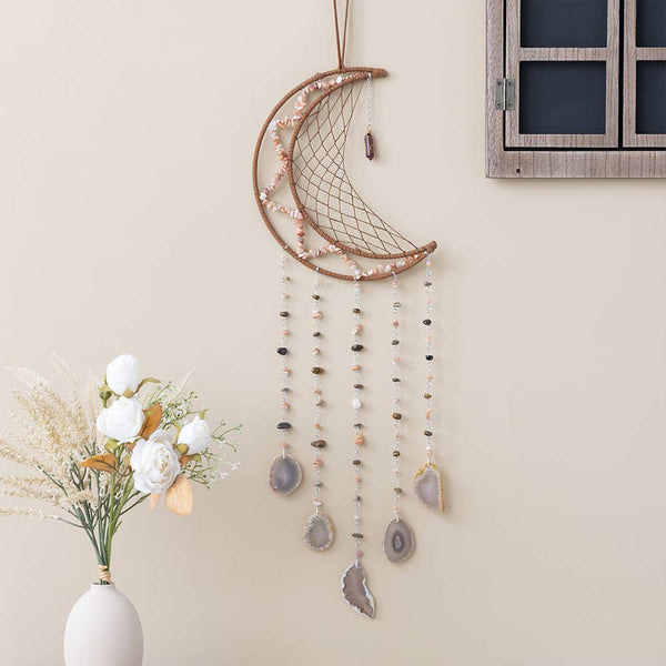 Crystolver 75cm Crystal Agate Large Moon Dream Catcher