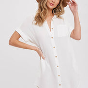 BLUIVY BUTTON UP SHIRT DRESS WITH POCKET