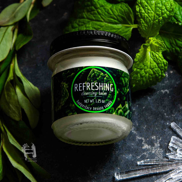 Badgerface Green Tea Face Cream. Refreshing Cleansing Balm.