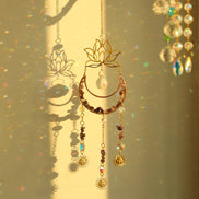 Crystolver Lotus Moon Suncatcher Crystal Prism Hanging