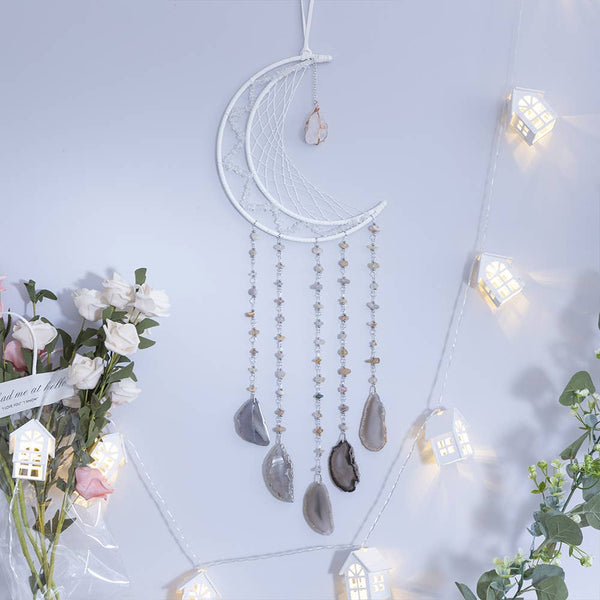 Crystolver 75cm Crystal Agate Large Moon Dream Catcher