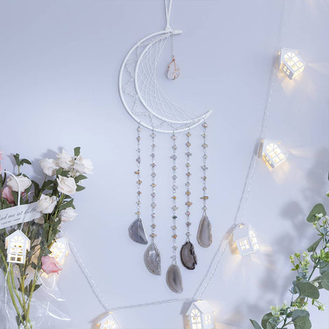 Crystolver 75cm Crystal Agate Large Moon Dream Catcher