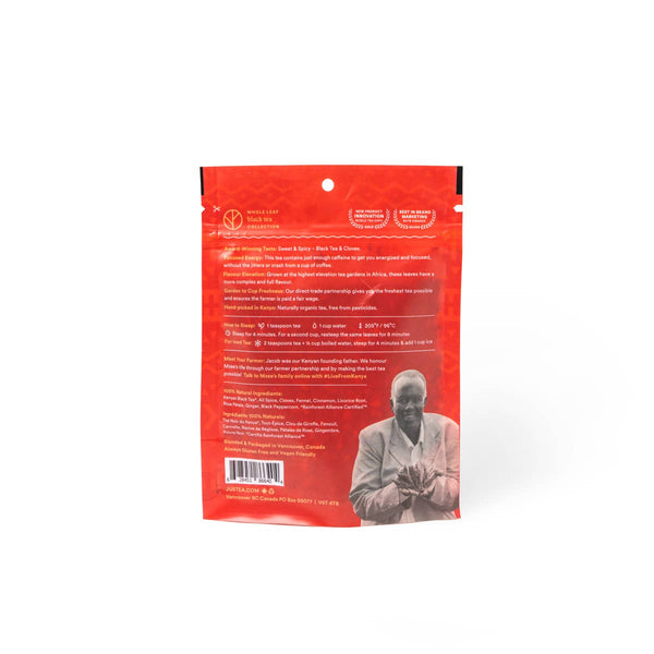 JUST TEA African Chai Stand-up Pouch - Organic, Fair-Trade, Black Tea