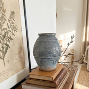 Ceramic Vase, Vintage Style, Smoky Blue Crackle - Ardea