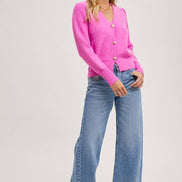 BLUIVY BUTTON DOWN V-NECK CARDIGAN