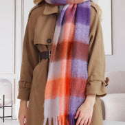 JC SUNNY FASHION Oversized Colorful Cozy Long Fringe Fuzzy Scarf