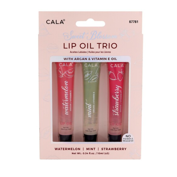 CALA LIP OIL TRIO WATERMELON STRAWBERRY JOJOBA ARAGAN MINT