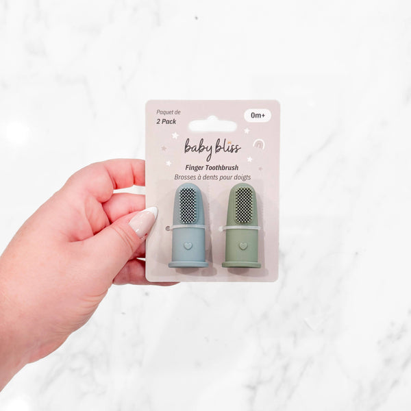 BABY BLISS Finger Toothbrush Infant- Dusty Teal & Sage
