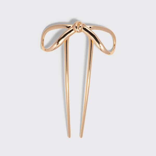 KITSCH Mini Metal Bow French Hair Pin - Gold