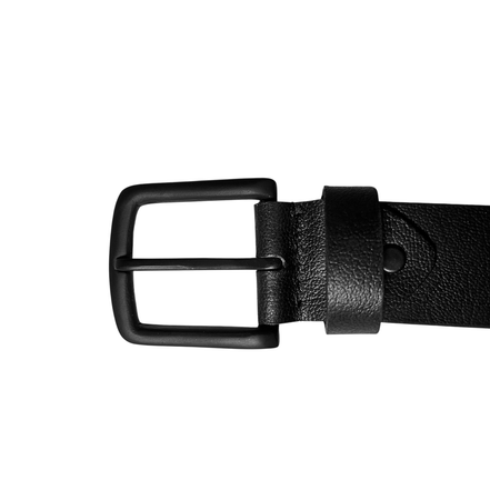 GREENWOOD LEATHER Leather Black Belt with Black Buckle