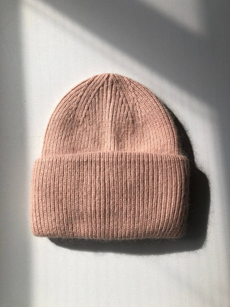 BILLY BAMBOO ROYAL ANGORA WOOL BEANIE - snow pastel