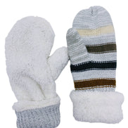 JC SUNNY Reversible Color Stripes & Sherpa Fleece Mittens