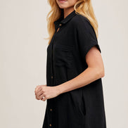 BLUIVY BUTTON UP SHIRT DRESS WITH POCKET