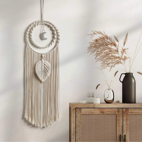 Crystolver Bohemian Macrame Moon Sun Dreamcatcher