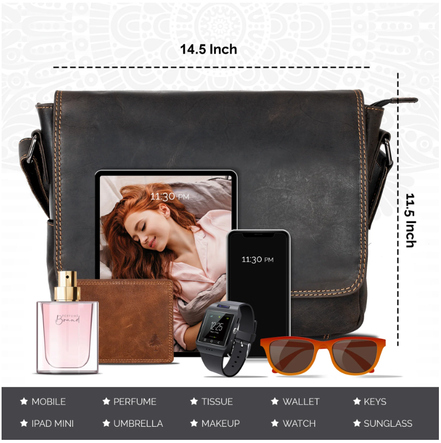 GREENWOOD LEATHER Smart Messenger Steven Mini 11"-GW113