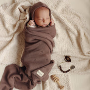 Bleu La La 100% Organic Cotton Pointelle Swaddle Receiving Baby Blanket