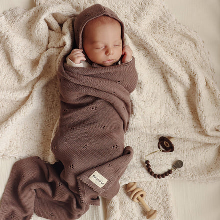 Bleu La La 100% Organic Cotton Pointelle Swaddle Receiving Baby Blanket