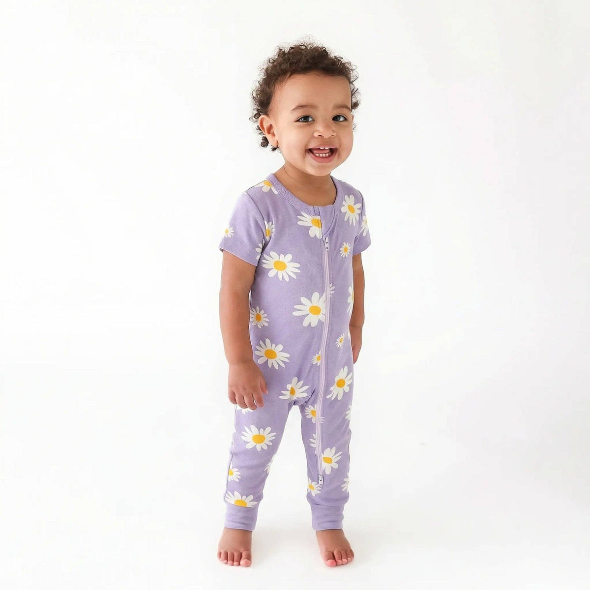 BABY Organic Signature Print '2-Way' Zip Romper - Short Sleeve