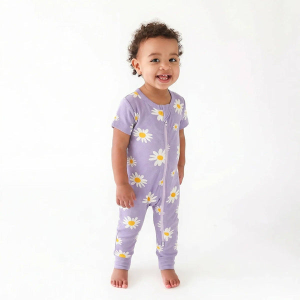 BABY Organic Signature Print '2-Way' Zip Romper - Short Sleeve